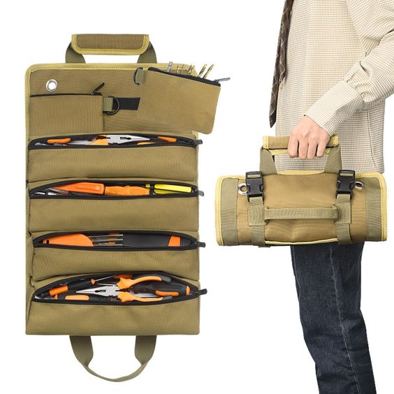 Werkzeugrollentasche mit 6 Fächern und abnehmbaren Taschen