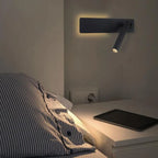 LED-Lesewandleuchte mit schwenkbarem Spot und Ambientelicht, Metall, 2 Schalter