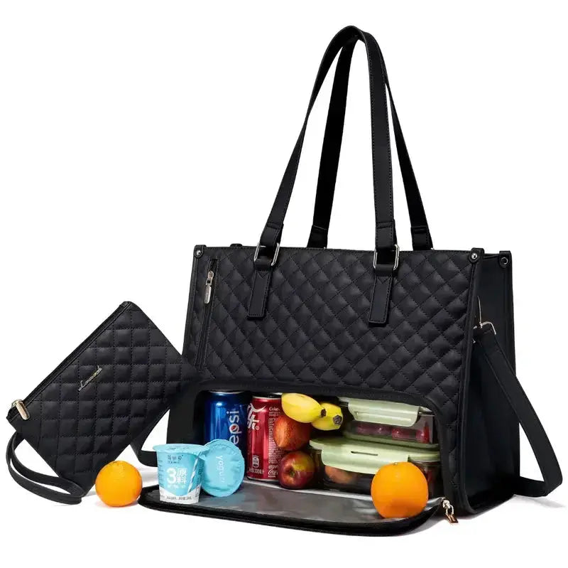 2-in-1 Elegante Tasche mit Isoliertem Lebensmittel-Fach