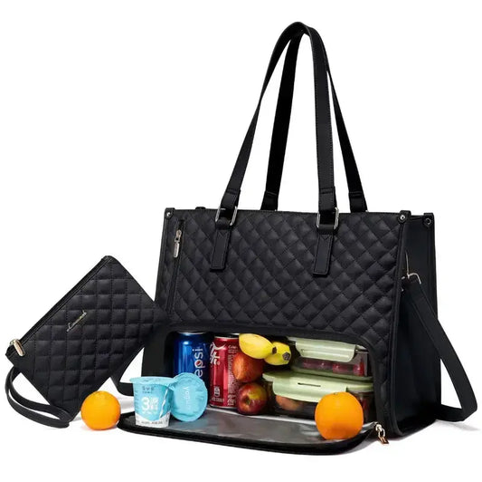 2-in-1 Elegante Tasche mit Isoliertem Lebensmittel-Fach
