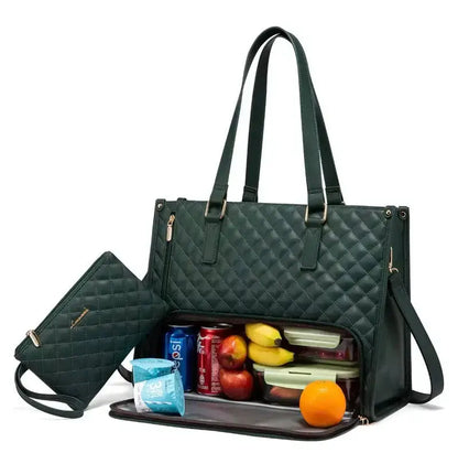 2-in-1 Elegante Tasche mit Isoliertem Lebensmittel-Fach