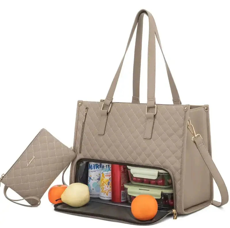2-in-1 Elegante Tasche mit Isoliertem Lebensmittel-Fach