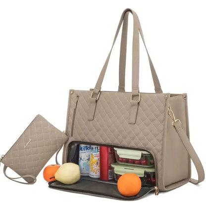 2-in-1 Elegante Tasche mit Isoliertem Lebensmittel-Fach