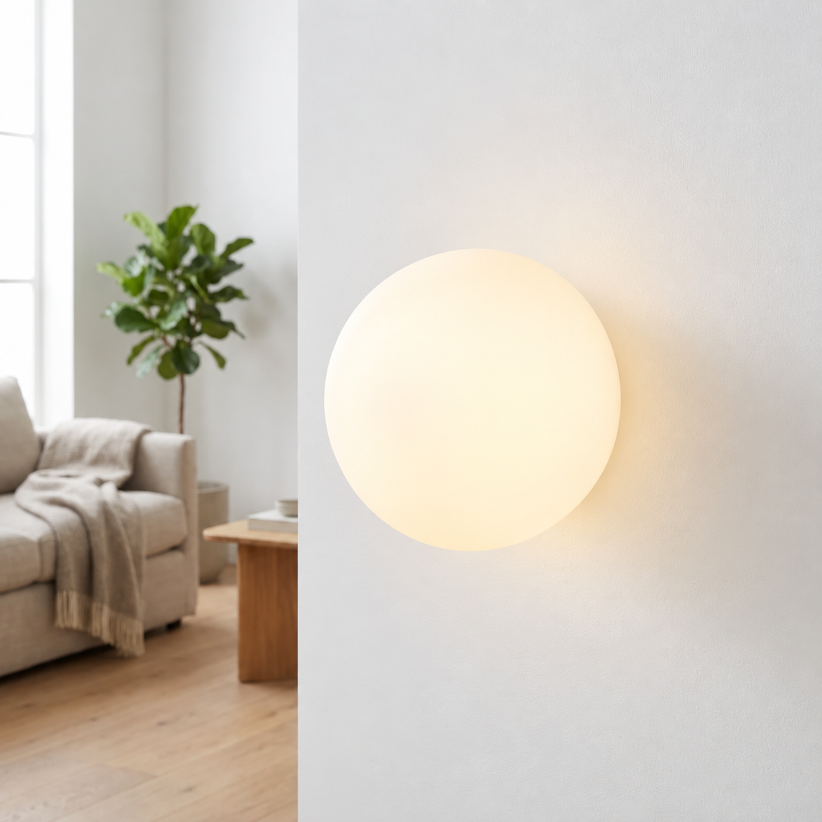 Glas-Wandleuchte rund mit G9-Fassung
