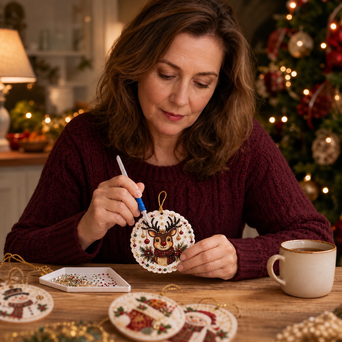 Diamond Painting Weihnachtsanhänger Set – 6-teilig