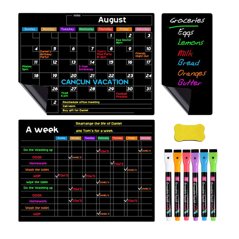 Magnetisches Kalender-Set für Kühlschrank – 3 Boards mit Markern