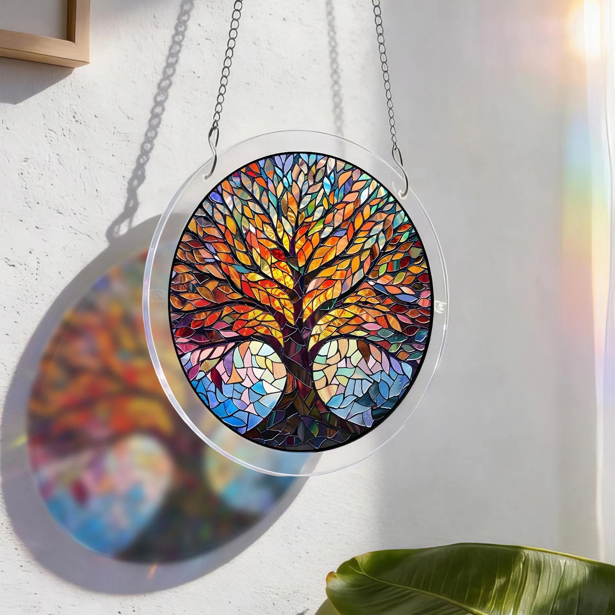 Acryl Puzzle-Fensterbild mit Lebensbaum-Motiv