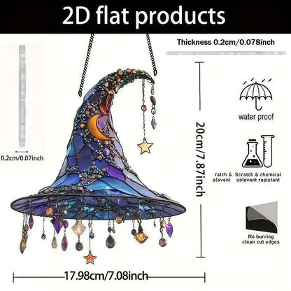 2D-Hexenhut-Hängeornament – Verspielte Magie & kosmische Eleganz