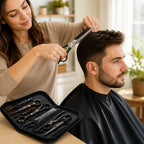 Effilier- und Texturierscheren-Set zum Stufenschneiden, Edelstahl, ergonomisch