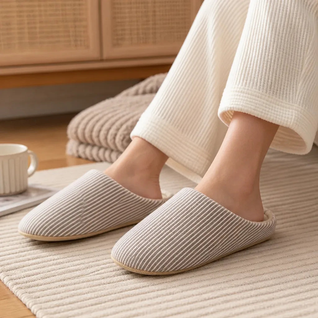 Winterpantoffeln für Damen mit offener Ferse, flauschig und rutschhemmende Sohle fürs Haus