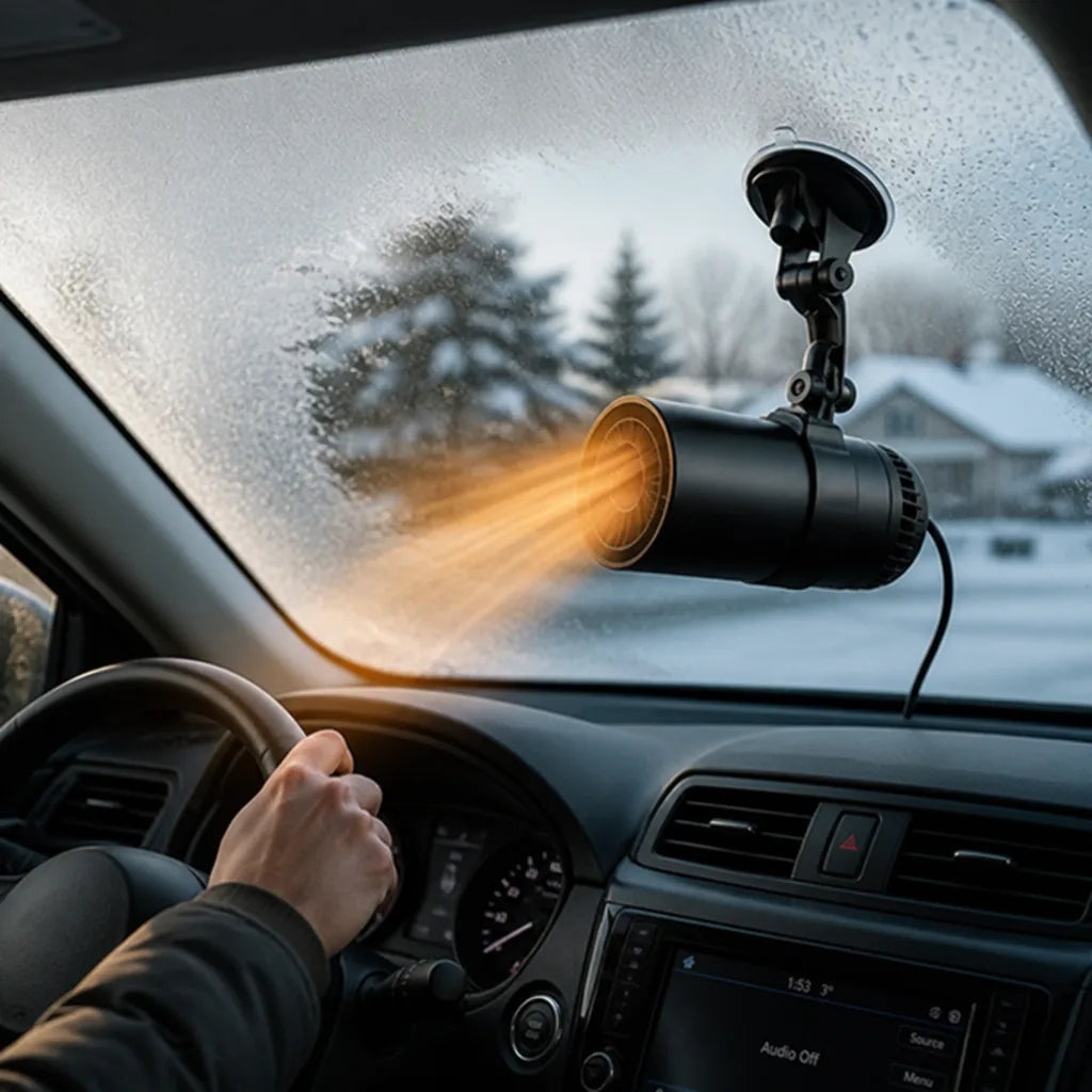 Auto Heizlüfter und Frontscheiben-Entfroster, 12 V, 150 W, mit 360 Grad verstellbarer Halterung