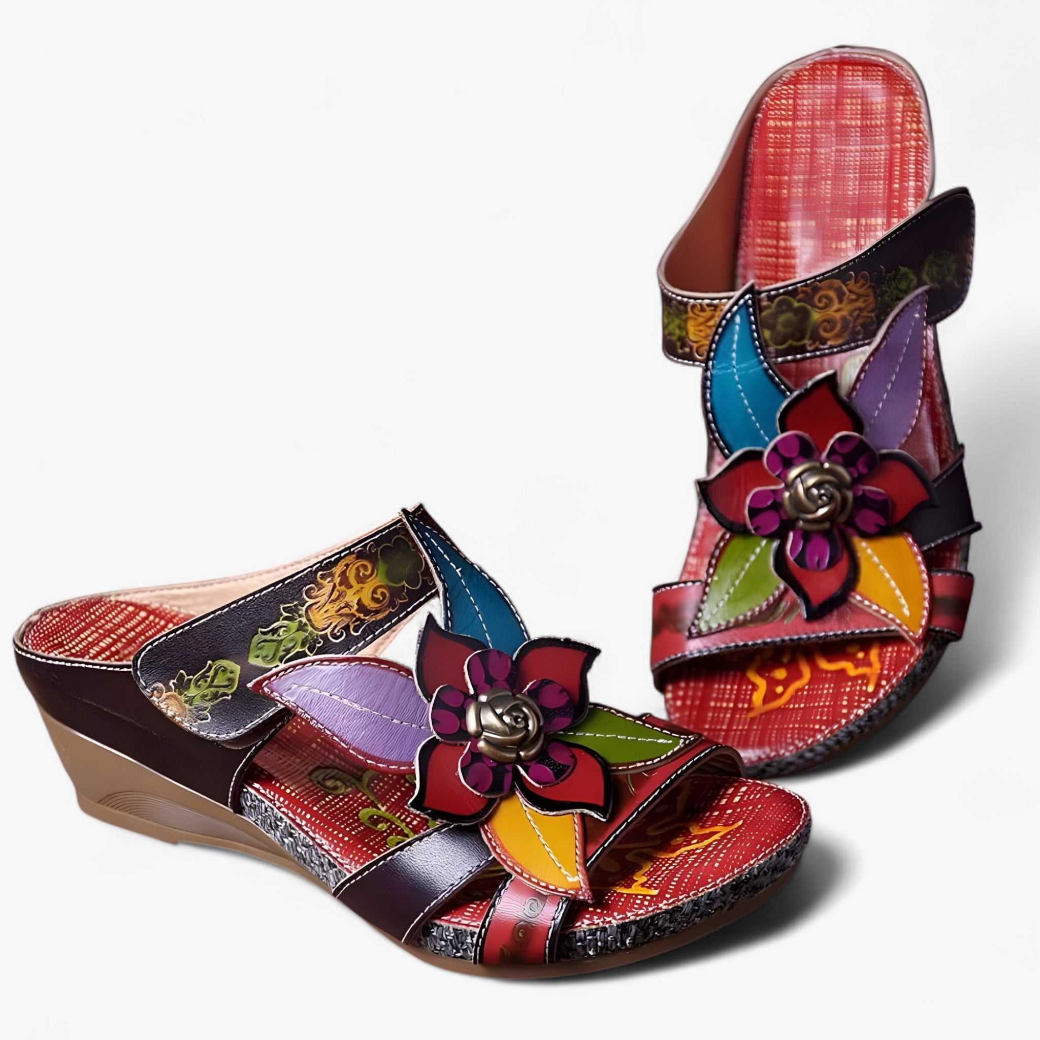 Sandalen mit Blumenverzierung – Bohemian-Stil