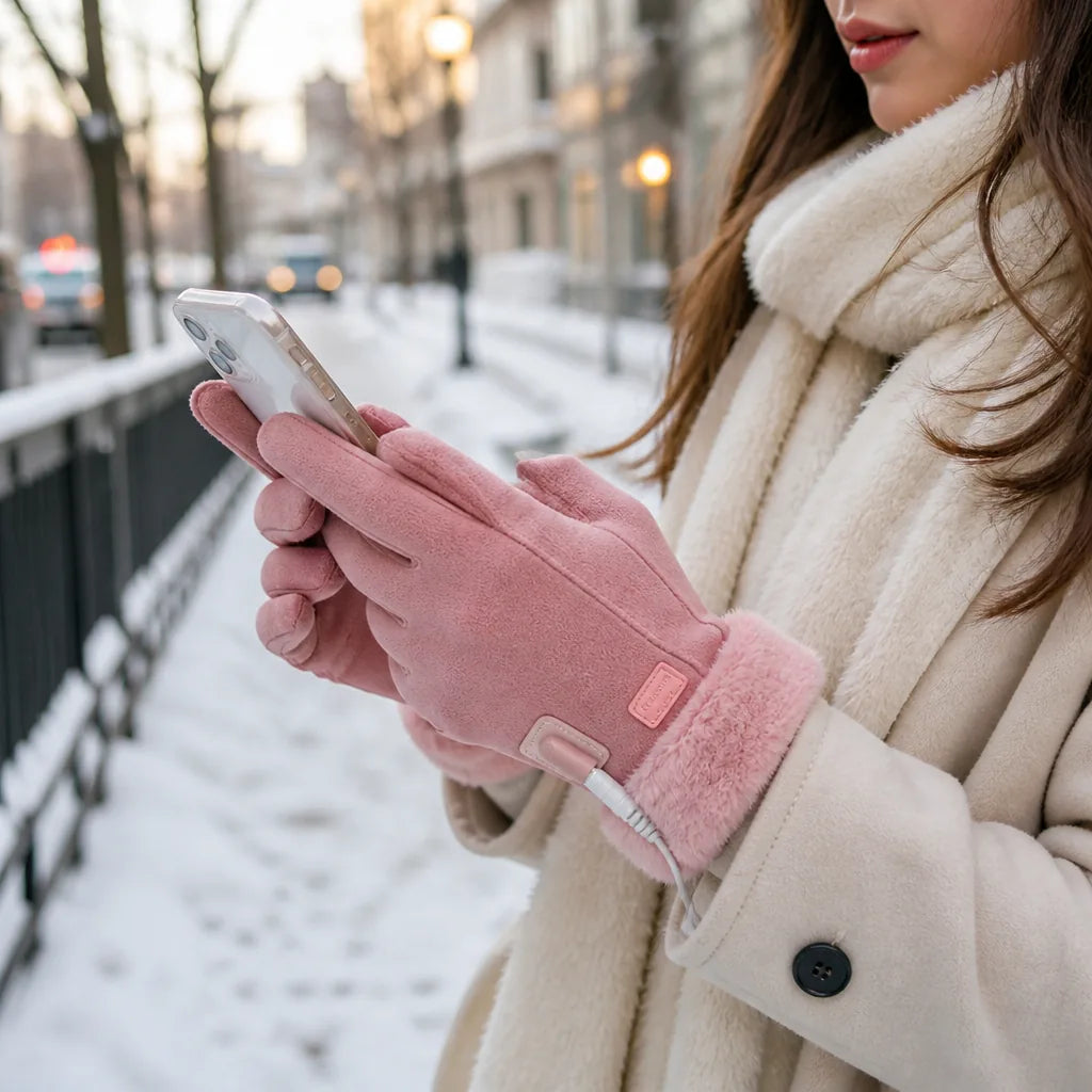 Beheizbare Handschuhe mit Touchscreen-Finger, 3 Heizstufen, 5000 mAh Akku