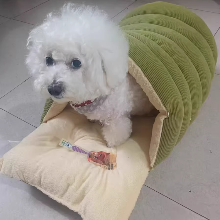 Kuschelhöhle Cord mit Plüschfutter für Katzen und Hunde