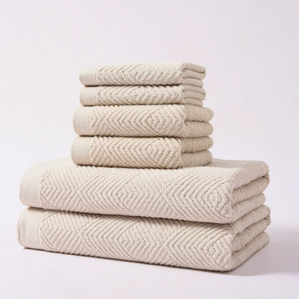 Handtuchset mit Zickzack-Muster – 6-teilig aus 100% Baumwolle