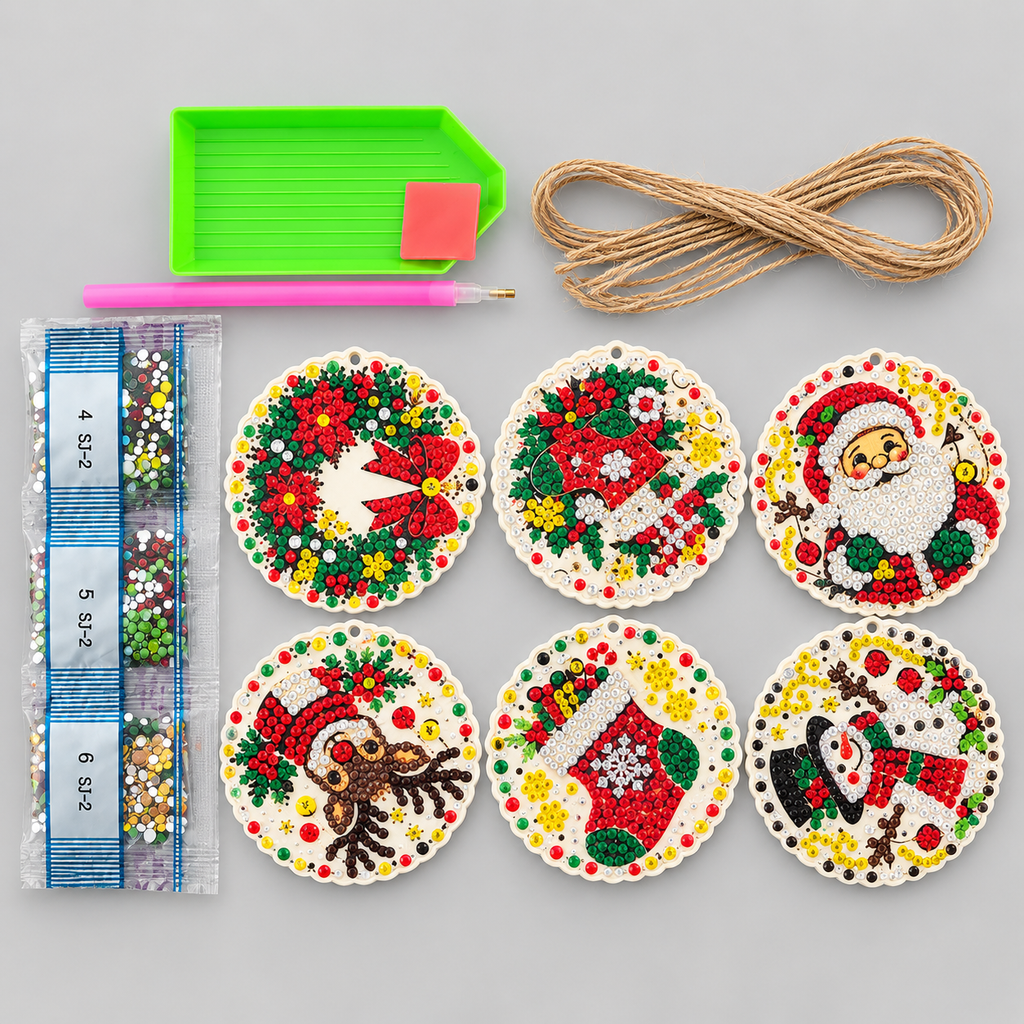 Diamond Painting Weihnachtsanhänger Set 6-teilig
