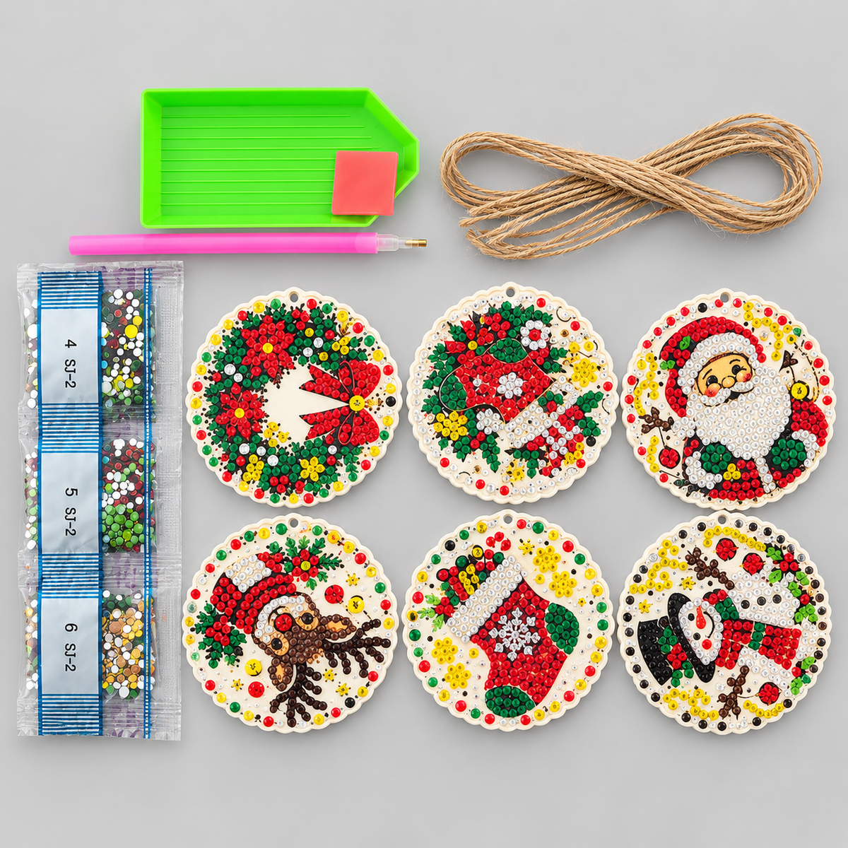 Diamond Painting Weihnachtsanhänger Set 6-teilig