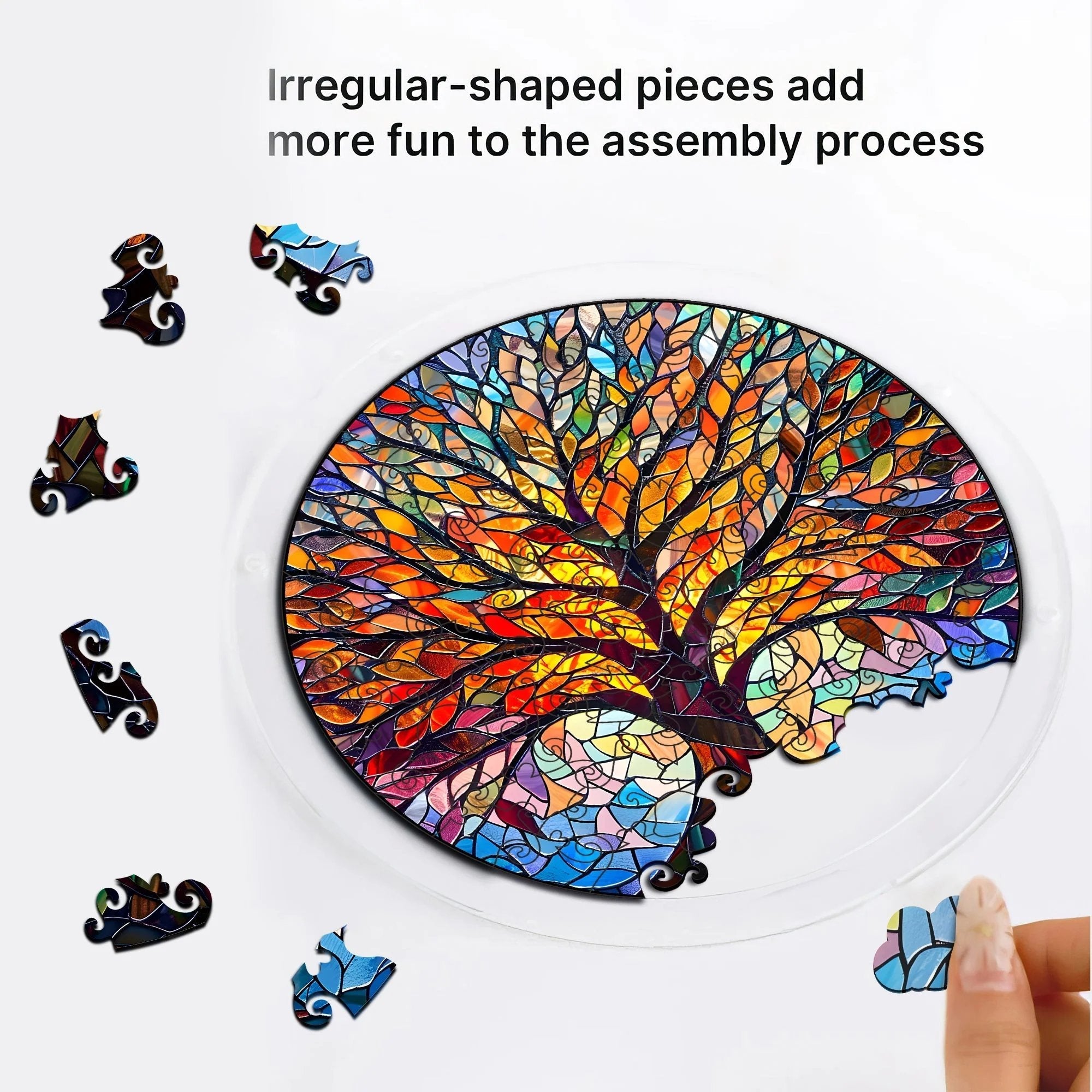 Acryl Puzzle-Fensterbild mit Lebensbaum-Motiv