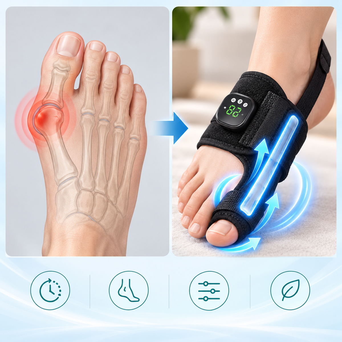 Zehenkorrektur-Bandage mit EMS-Stimulation