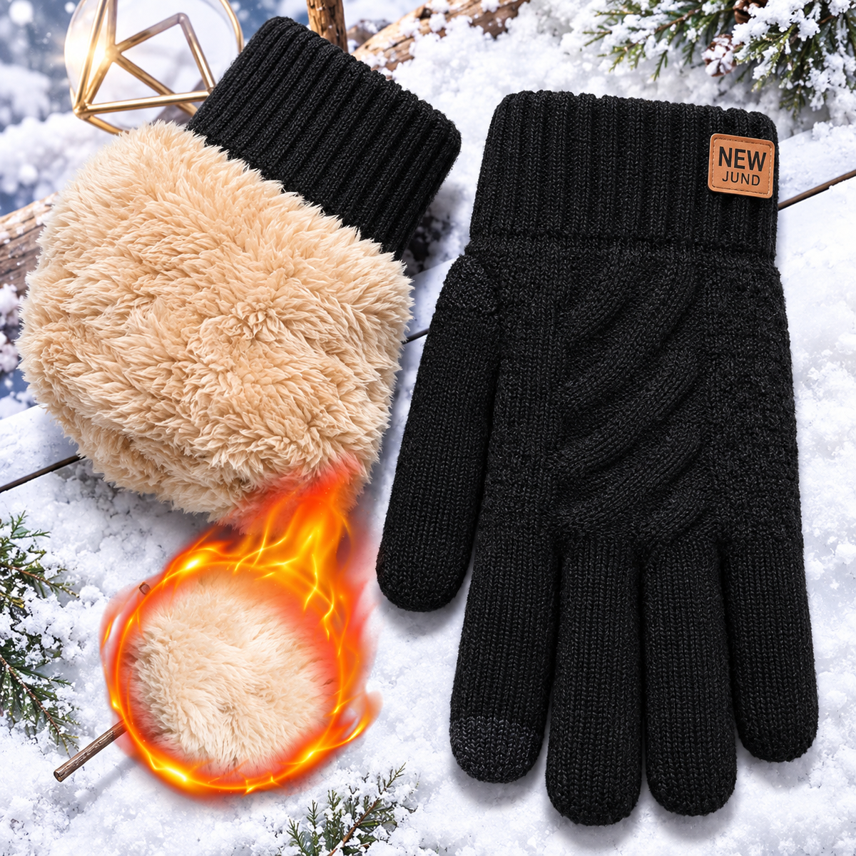 Thermo-Fleece Handschuhe mit Touchscreen-Spitzen
