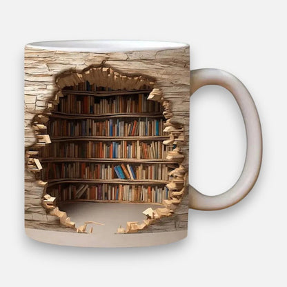 3D Bücherregal Tasse | Kreativ | Geschenkbereit zum Verschenken | Keramik