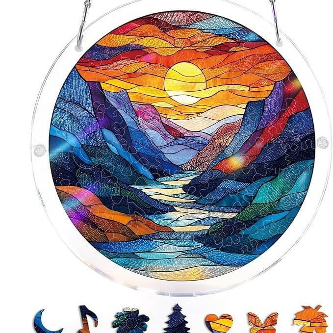 Acryl Puzzle-Fensterbild mit Lebensbaum-Motiv