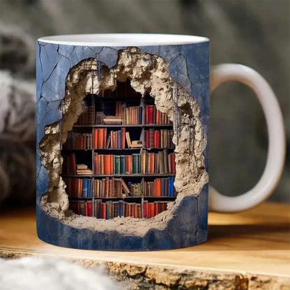 3D Bücherregal Tasse | Kreativ | Geschenkbereit zum Verschenken | Keramik