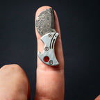 Mini Flaschenöffner Titan mit Damaszener Stahl-Schneide