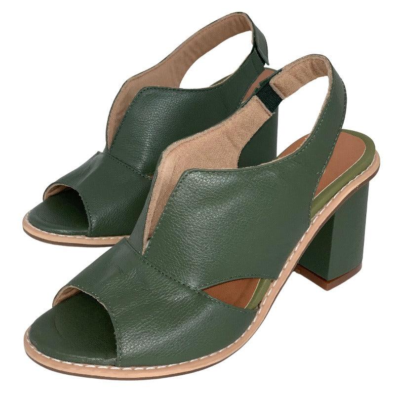 Ledersandalen mit Absatz und Komfortfussbett
