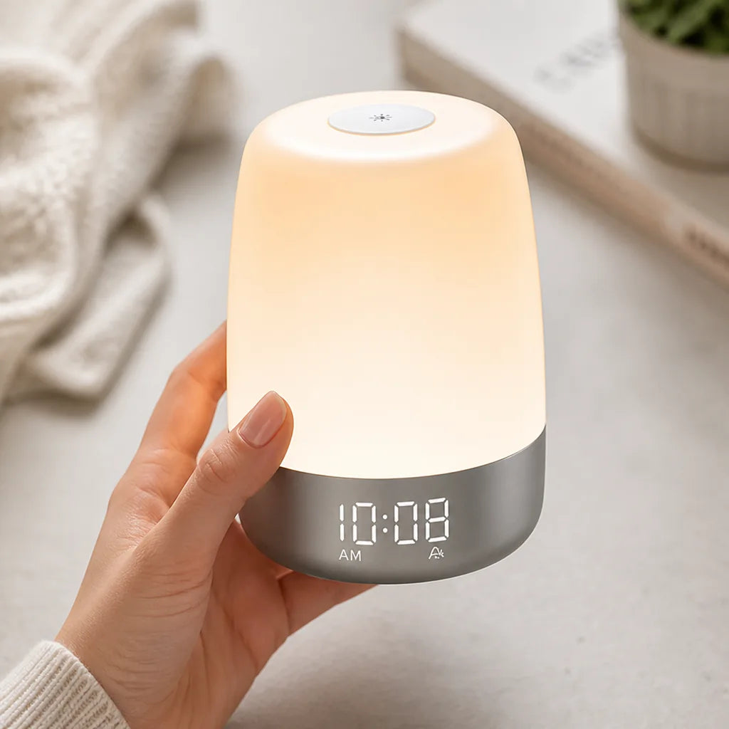 Lichtwecker mit Sonnenaufgangssimulation, dimmbares Nachtlicht und digitale Zeitanzeige
