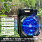 Solar-Ventilator mit Powerbank und LED-Beleuchtung