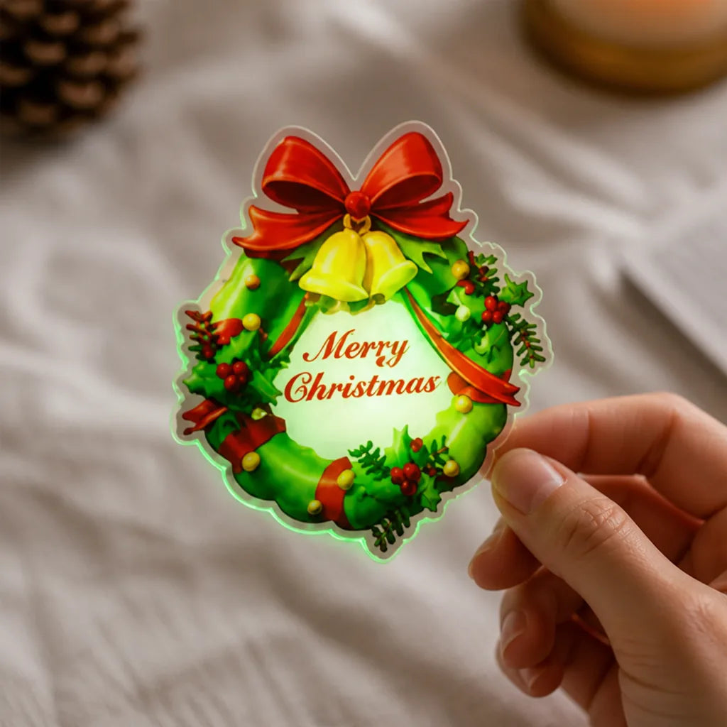 Weihnachts-Wandsticker mit integrierten LEDs, ablösbar, 12er-Set aus PVC, für Innenräume