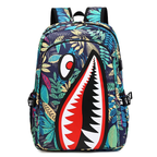 Kinder-Rucksack mit Hai-Motiv und USB-Anschluss