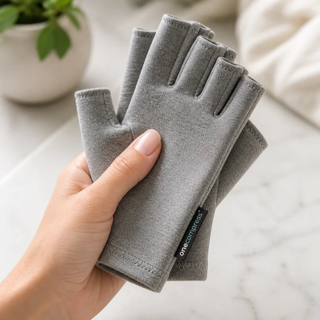 Kompressionshandschuhe mit offenen Fingerspitzen, atmungsaktiv für Alltag und Arbeit