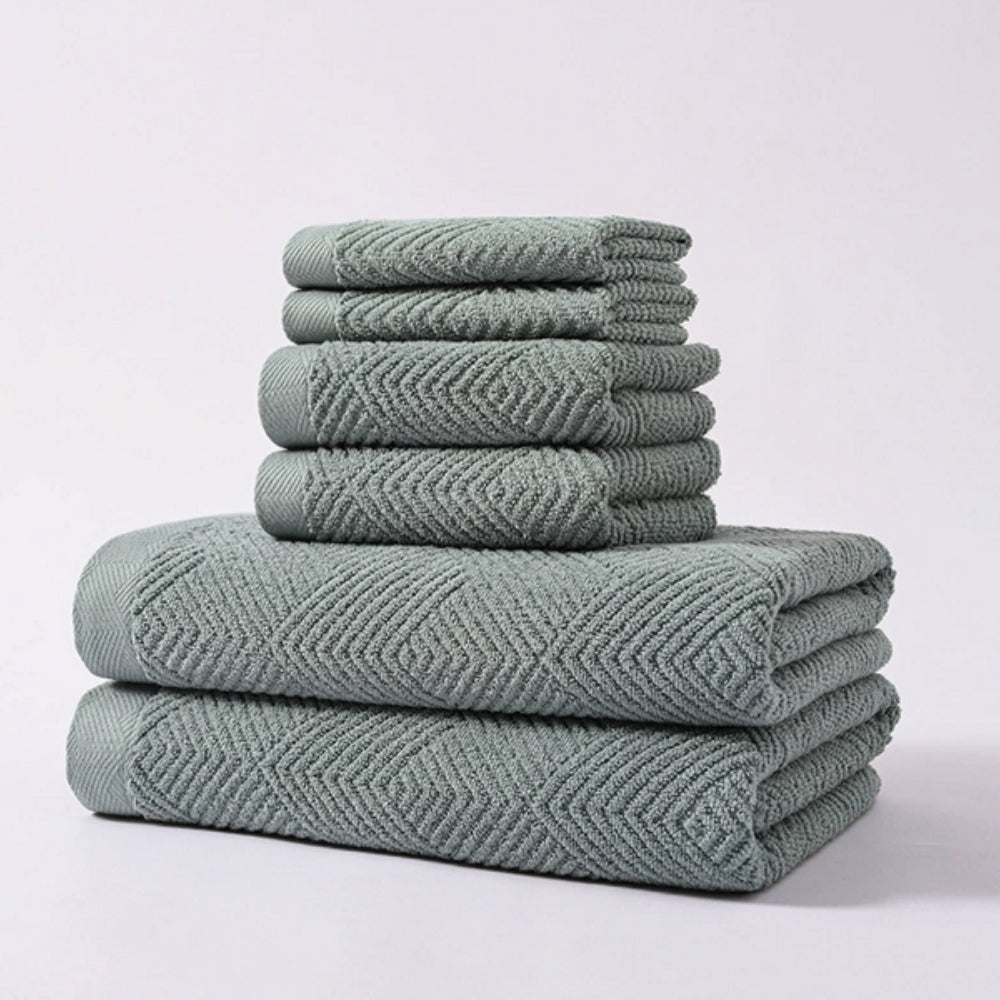 Handtuchset mit Zickzack-Muster – 6-teilig aus 100% Baumwolle