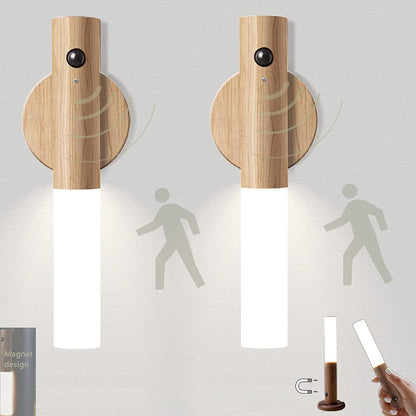 Kabellose Wandlampe | Warmes Licht mit Holzdesign & Sensorfunktion