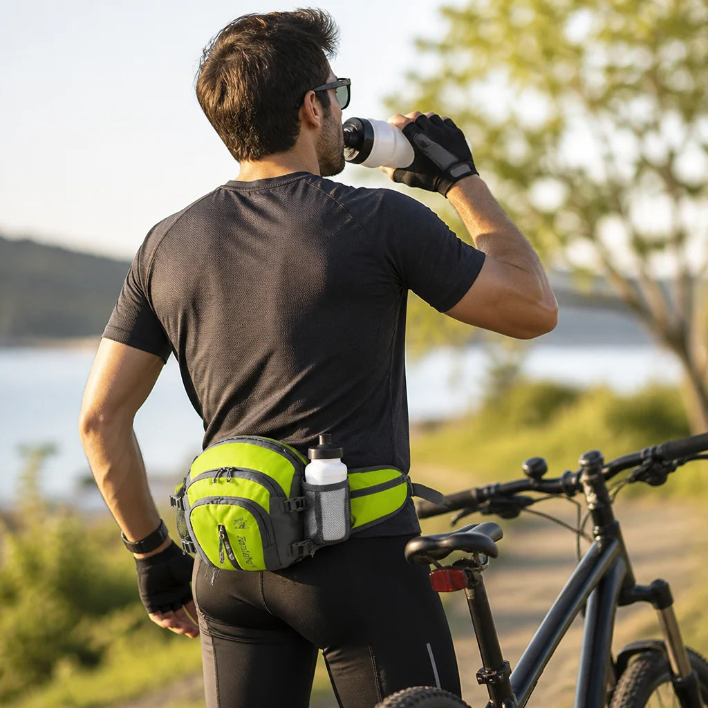 Bauchtasche mit Flaschenhalter, ultraleicht und wasserdicht, rutschfester Sitz