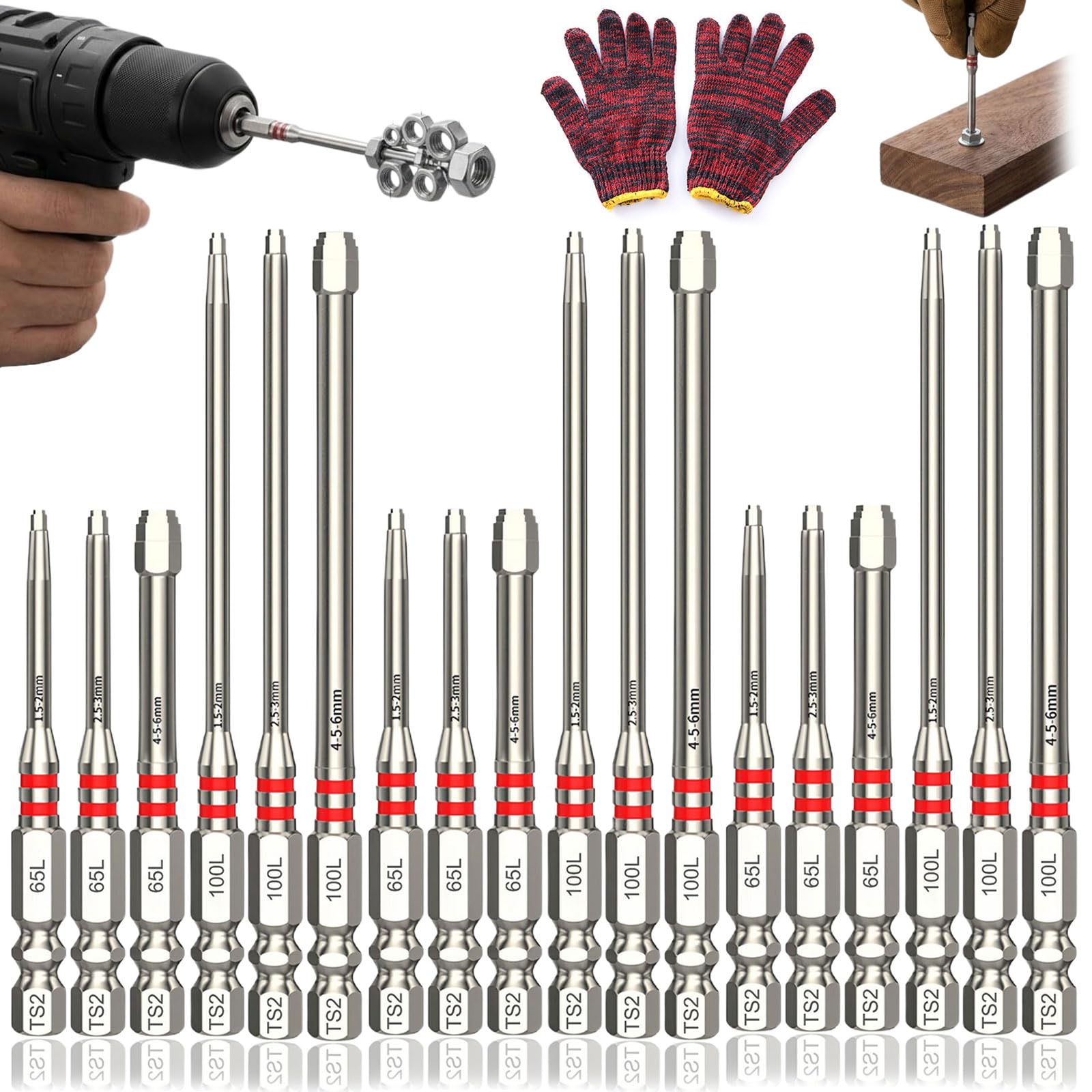 Magnetische Sechskant-Bits mit Pagoden-Design