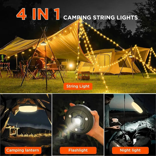 4-in-1 Camping-Lampe mit RGB-Lichterkette & Powerbank