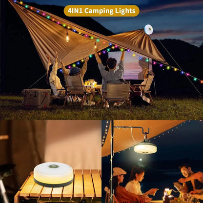 4-in-1 Camping-Lampe mit RGB-Lichterkette & Powerbank