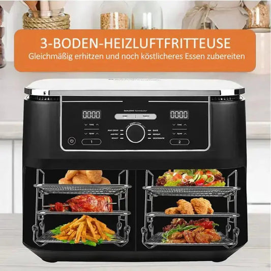 Heißluftfritteusen-Einsatz | Dreistufig | Gleichmäßige Wärmeverteilung | Metall