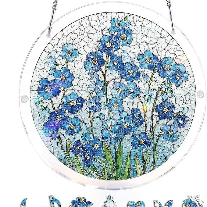 Acryl Puzzle-Fensterbild mit Lebensbaum-Motiv