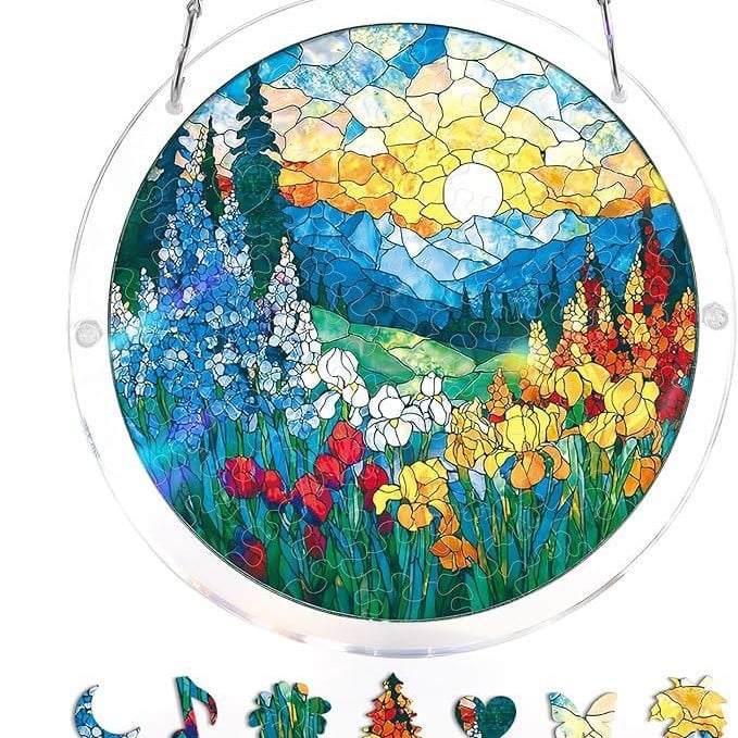 Acryl Puzzle-Fensterbild mit Lebensbaum-Motiv