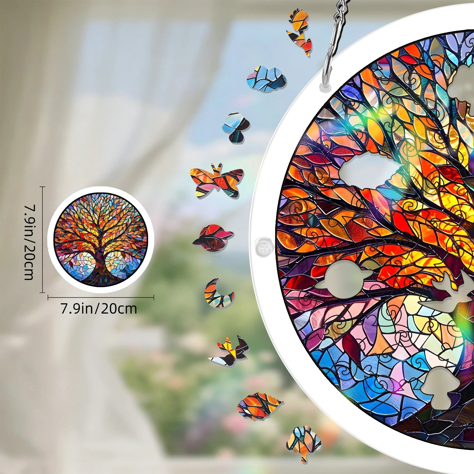 Acryl Puzzle-Fensterbild mit Lebensbaum-Motiv