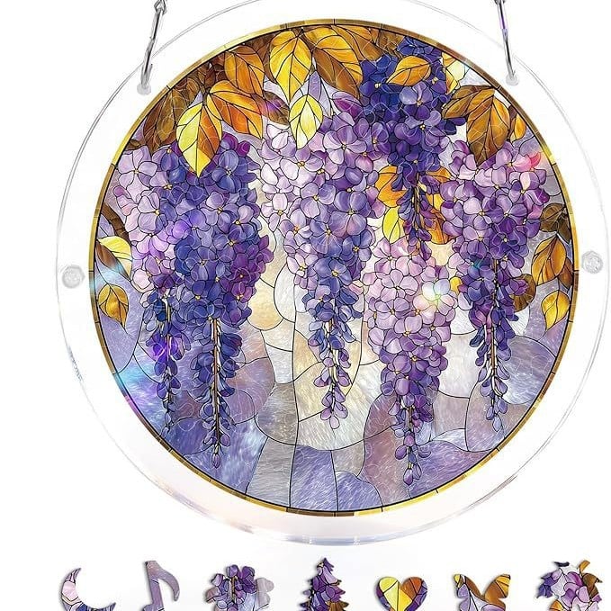Acryl Puzzle-Fensterbild mit Lebensbaum-Motiv