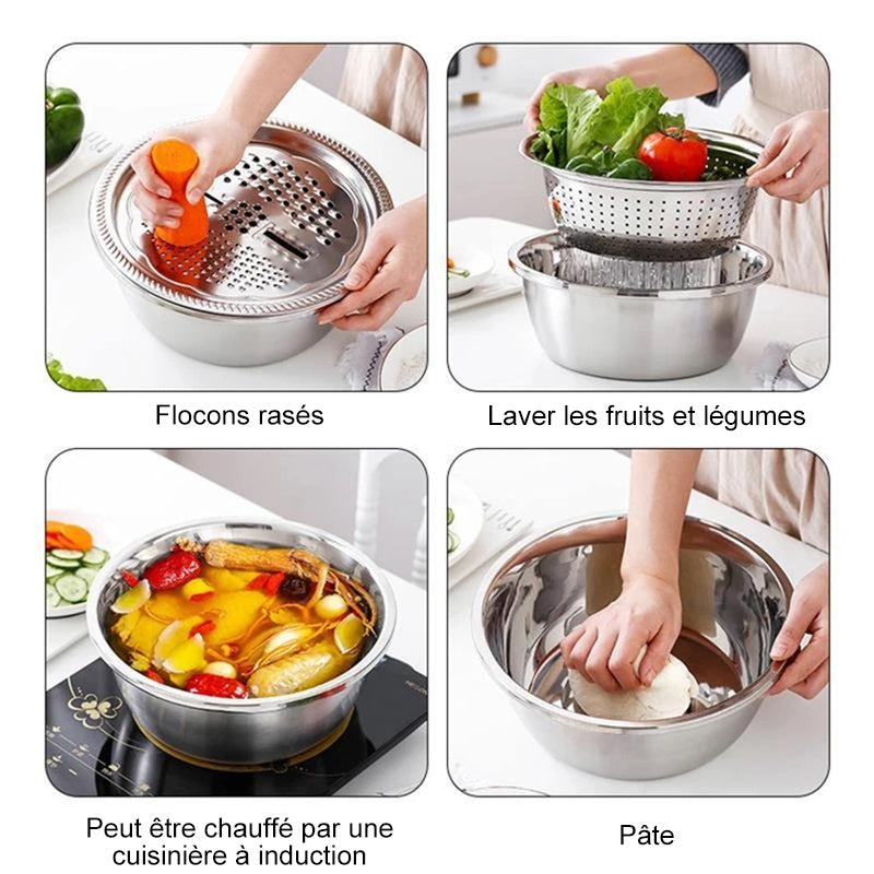 Edelstahl-Küchensieb-Set – Multifunktional zum Waschen, Sieben und Abtropfen