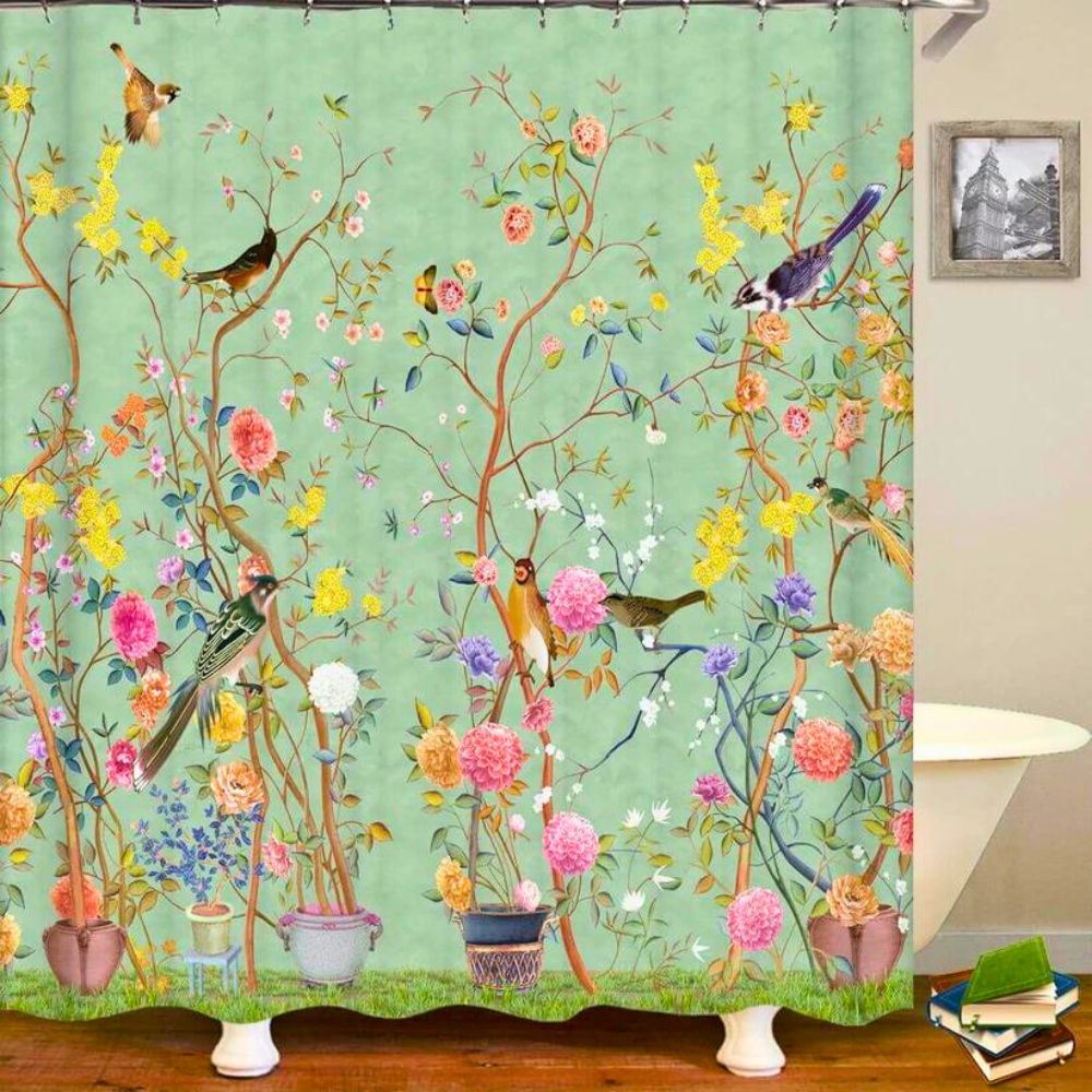 Duschvorhang Polyester mit Vogelmotiv