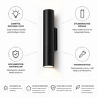 LED-Wandleuchte, zylindrisch mit diffusem Licht, Metall und Acryl