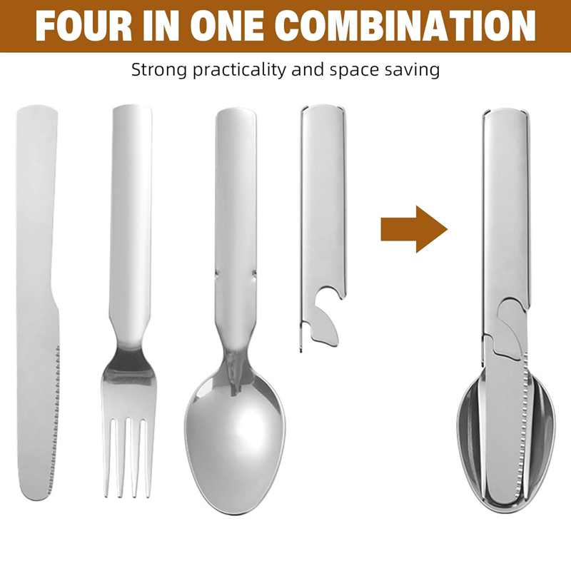 Klappbares Besteck-Set 4-in-1 mit Flaschenöffner