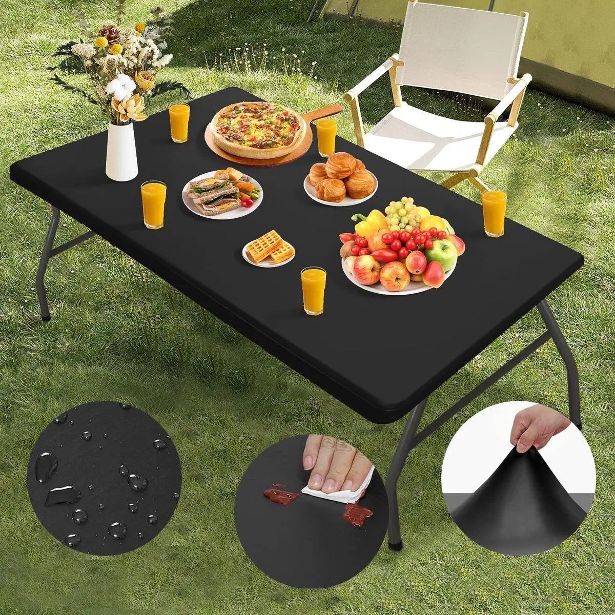 Elastische Tischdecke mit Spannrand für rechteckige Tische